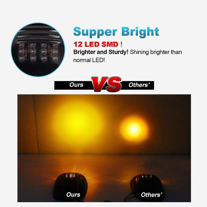 NPAUTO نباوتو 5 قطع 12 LED أضواء كاب مدخنة برتقالية بديلة لسيارات دودج رام 1500 2500 3500 4500 5500 من 2003-2018 أضواء سقف التباين وأضواء التشغيل مع مجموعة الأسلاك - Image 4